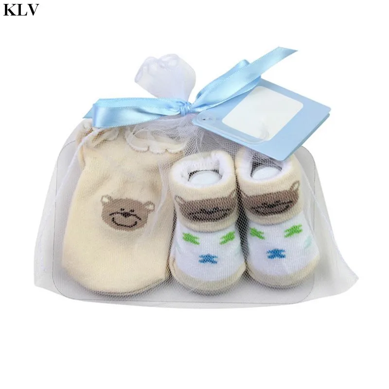 Cartoon Soft Baby Cotton Socks + Anti-Scratch Gloves Set for Baby Boys Baby Girls Infant 0-6 Months Newborn Gift Baby Accessory