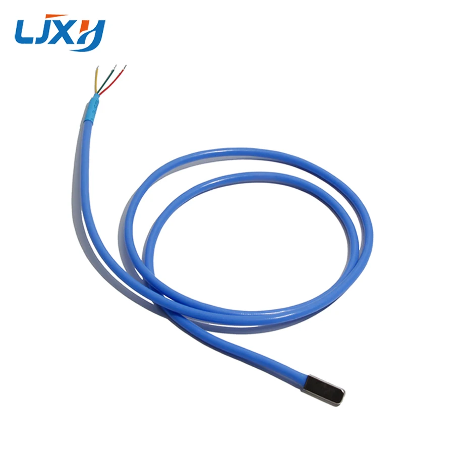 LJXH 20*7.5*3.5mm Patch Type Temperature Sensor DS18B20 Chip 3m/4m/5m Encapsulated Silicone Wire Copper Nickel-plated Probe