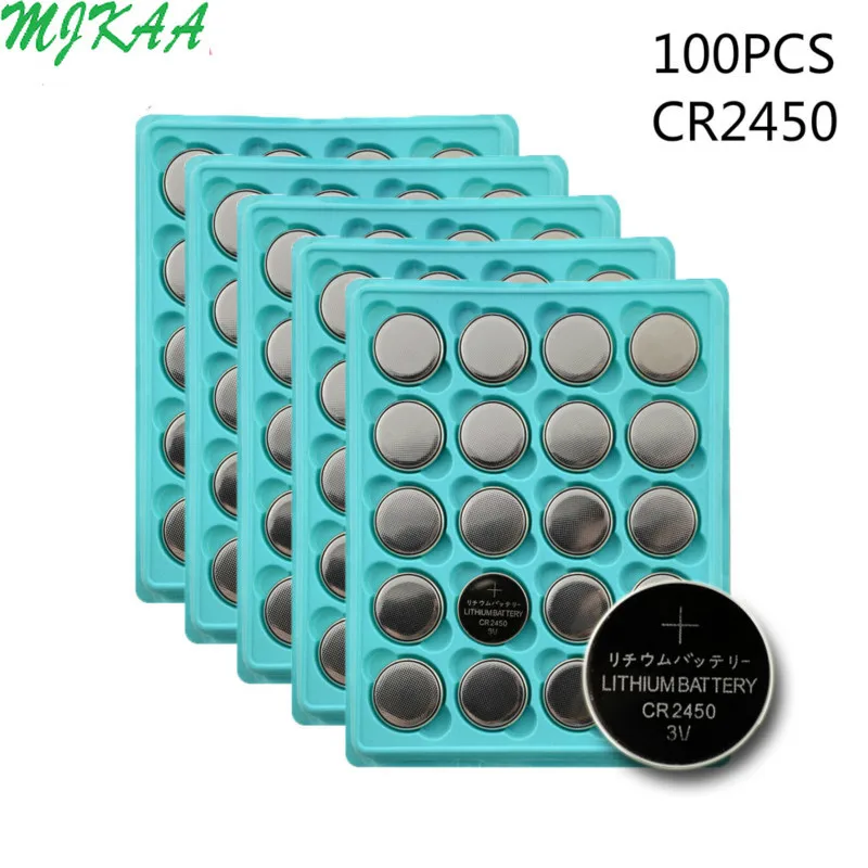 

100Pcs CR2450 Button Batteries KCR2450 5029LC LM2450 Cell Coin Lithium Battery 3V CR 2450 For Watch Electronic Toy Remote