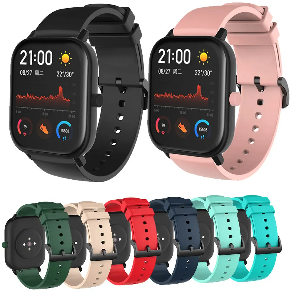 

Ремешок силиконовый для Huami Amazfit GTS /GTS 4 3 2 2e/GTR 42 мм, 20 мм For Amazfit Bip Lite/BIP U/2/S