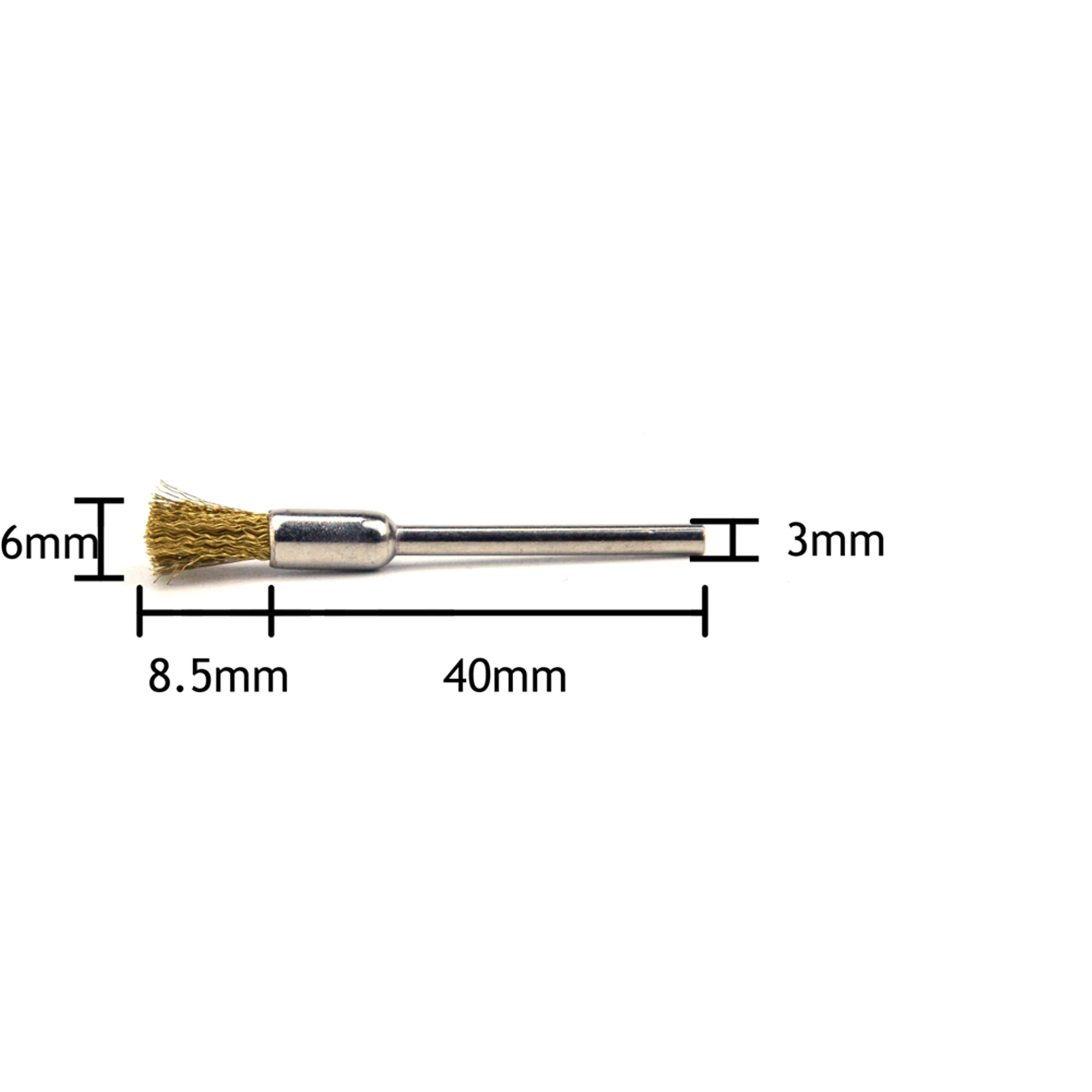 20Pcs Messing Draht Pinsel mit 3mm Stange Metall Rost Entfernung Rotary Polieren Pinsel Stift Geformt Mini Bohrer Power werkzeug Zubehör