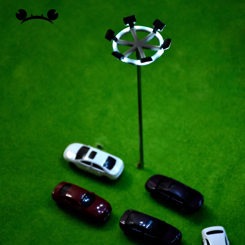 Miniaturowa lampa uliczna z oświetleniem w skali 1:87, LED, światła stadionowe HO, akcesoria do modeli kolejowych, dioramy budynkowej, ogrodu.
