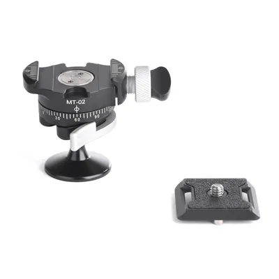 Ball Head Ballhead Tabletop Tripod Stand Adapter w/Quick Release Plate for Nikon Sony Canon Fujifilm DSLR Camera Accessories