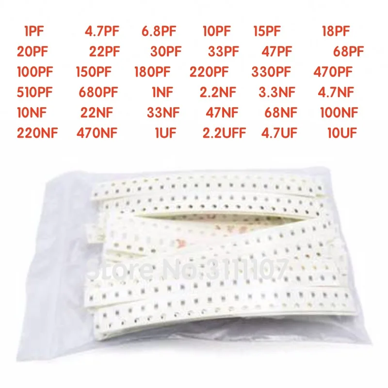 720pcs/LOT 1pF~10uF 0603(1608) SMD Capacitor Assorted Kit 36 Values*20pcs=720pcs 1608 Samples Kit Electronic Diy Kit New