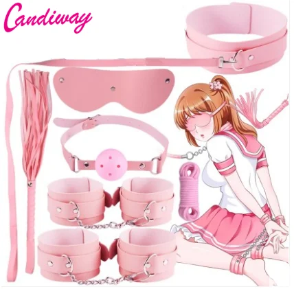 Candiway Pink Series Herramienta de sujeción de bondage BDSM de cuero premium Productos sexuales para dormitorio de adultos para pareja