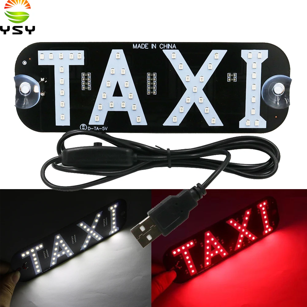 

YSY 1pcs NEW model Taxi With USB Light Sign 5V Led Windscreen Cab indicator Lamp Signal Light Windshield Lamp