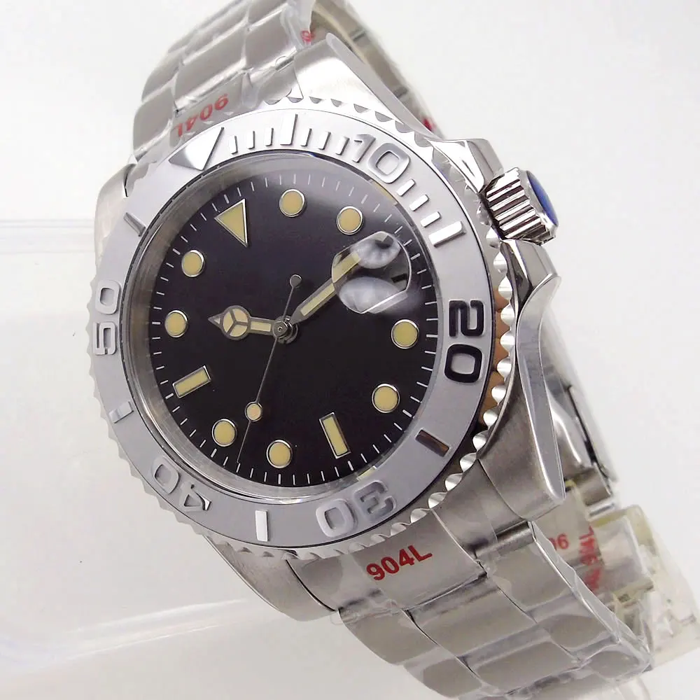 

Men's Automatic Watch NH35 PT5000 Miyota 8215 Bliger 40mm 100m Water Resist Sapphire Crystal Date 316L Bracelet Ceramic Bezel