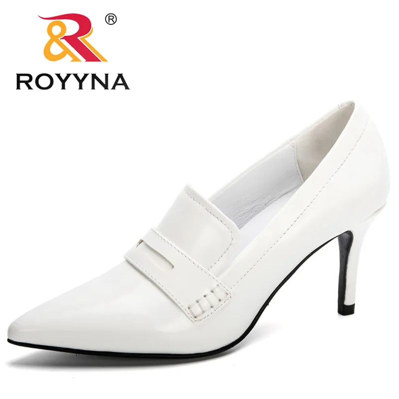 ROYYNA New Designers Original Top Quality Women Pumps Pointed Toe Thin Heels Dress Shoe Nice Leather Wedding Shoes Feminimo