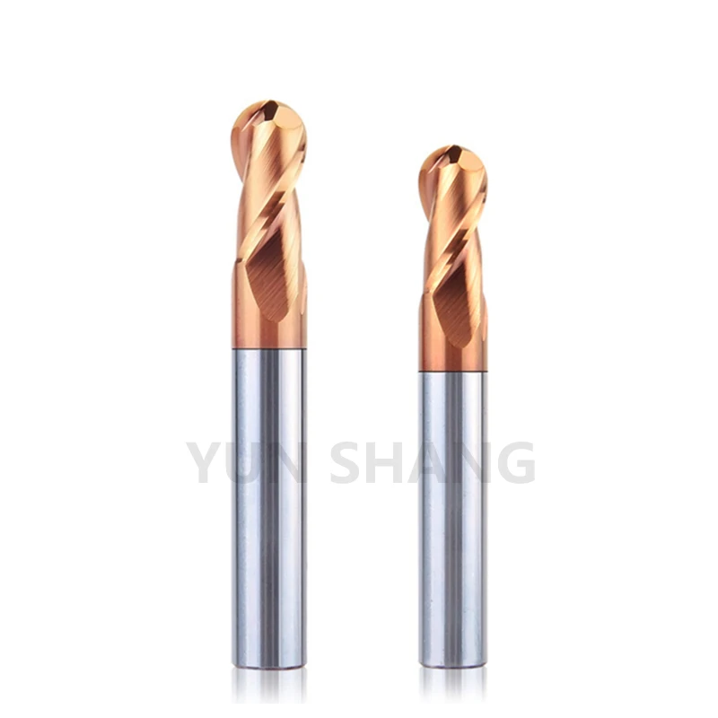 Fräsen Cutter HRC55 Wolfram Stahl 2 Flöte Ball End Fräsen Cutter Runde Kopf Sphärische Legierung Beschichtung Cnc Ball Cutter