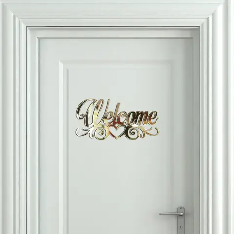 Welcome Sign Stickers for Family Door Plate Acrylic Mirror Wall Sticker New Home Decor Gifts House Warming