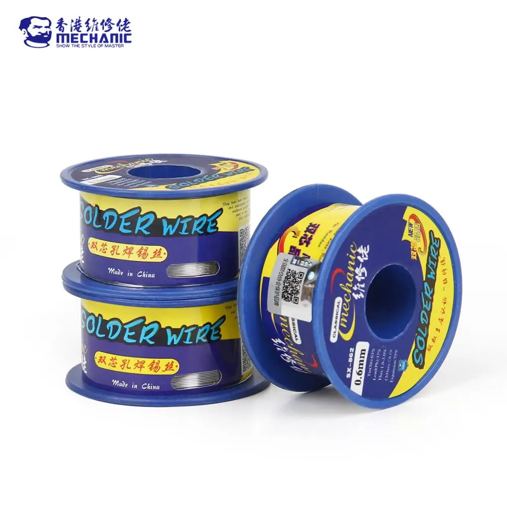 MECHANIC SX-862 60g Double Hole Rosin Core Solder Wire 183℃ Melting Point Solder Flux 1-3% No-residue High Purity Welding Cable