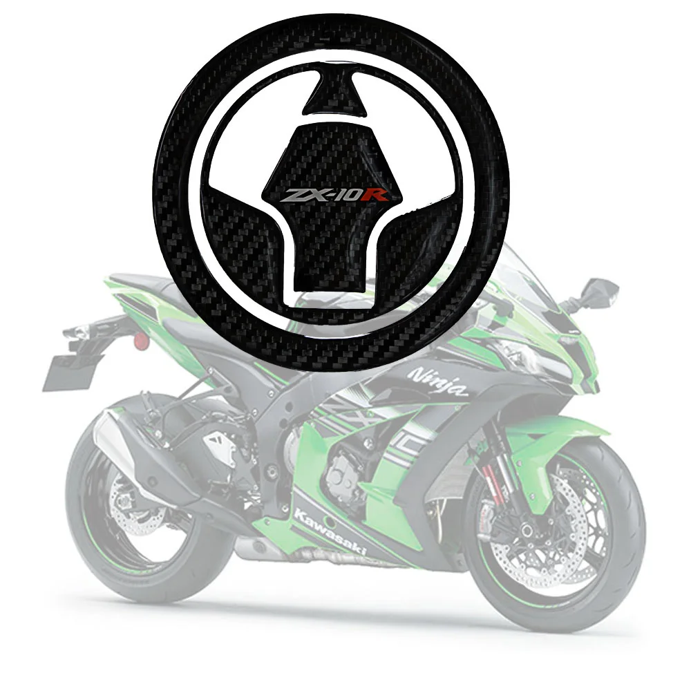 3D Carbon-look Motorcycle Gas Oil Fuel Cap Cover Decal Carbon Fiber Sticker Protect for Kawasaki Ninja ZX-10R ZX10R 2006-2015