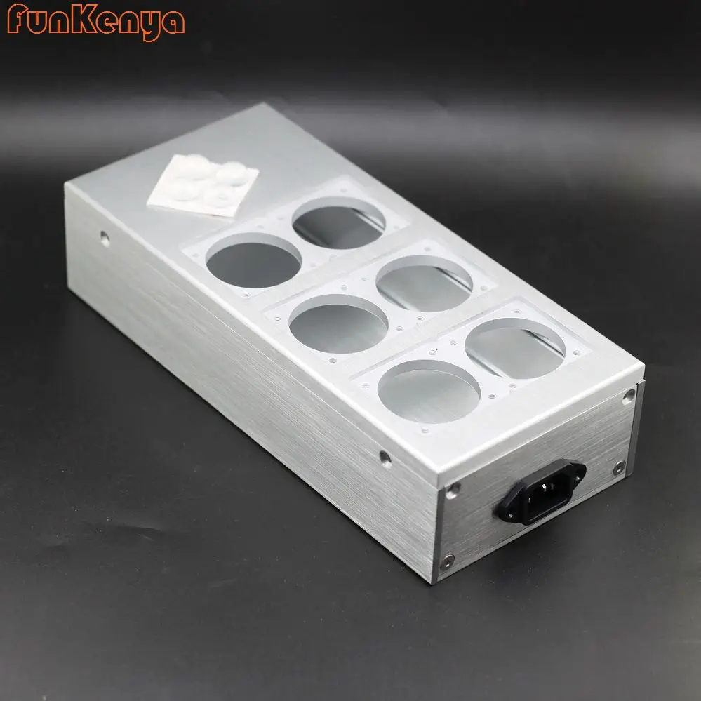 Anodized Aluminum HIFI 6 Hole EU Plug Power Base European Standard Power Socket Box DIY Europe Standard Plug Cabinet