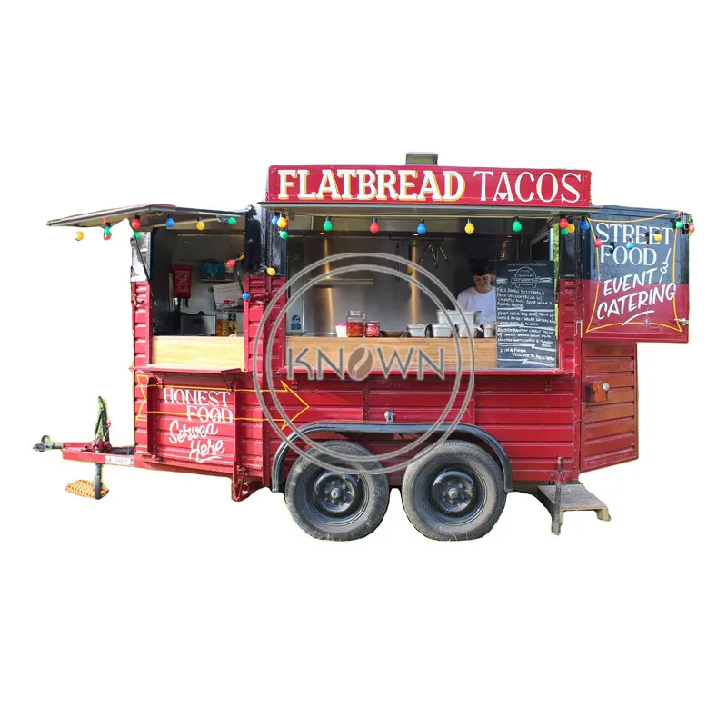 Vintage Food Van Trailer Ice Cream Mobile Kitchen Vending Kiosk Horse Box Bubble Tea Hot Dog Ice Cream Coffee Cart For Sale