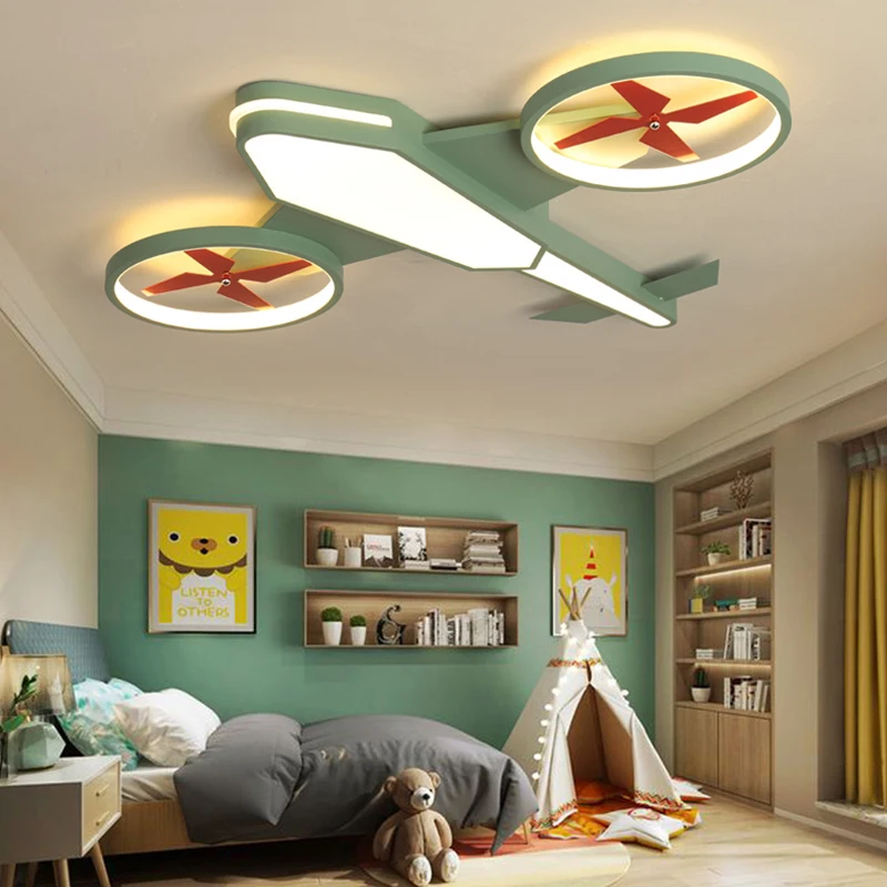 Aircraft kids nordic children\'s room bedroom decor led lamp lights for room dimmable ceiling light home decoration lamparas