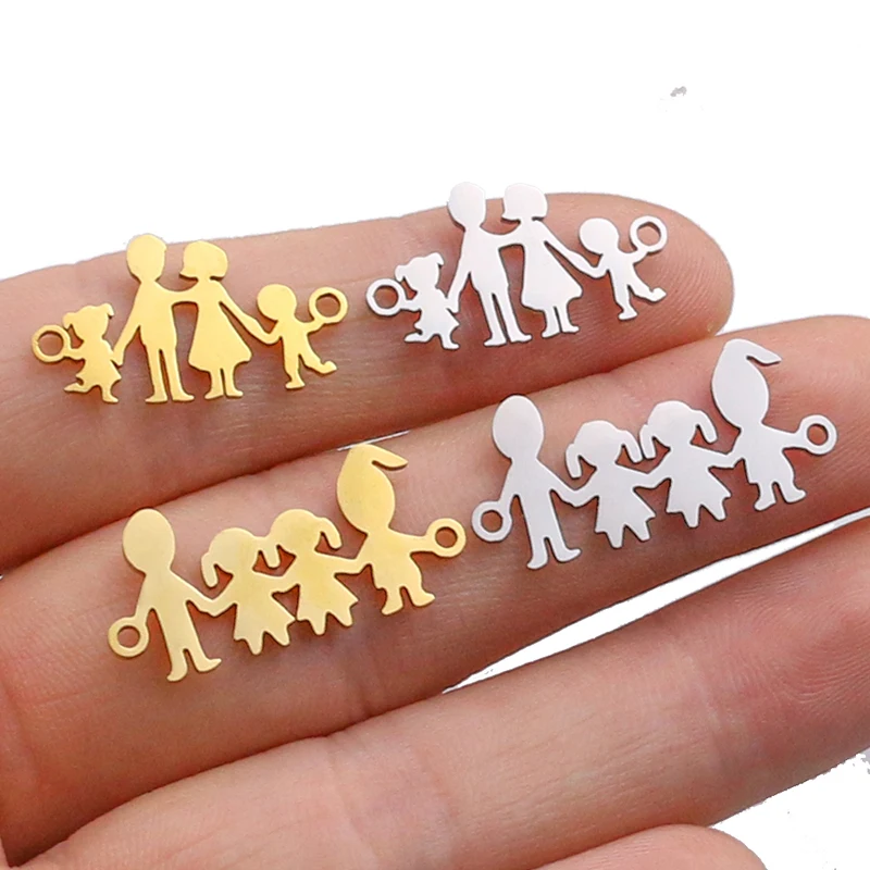 5pcs Family Chain Stainless Steel Pendant Necklace Parents and Children Necklaces Gold/steel Jewelry Gift for Mom Dad New Twice