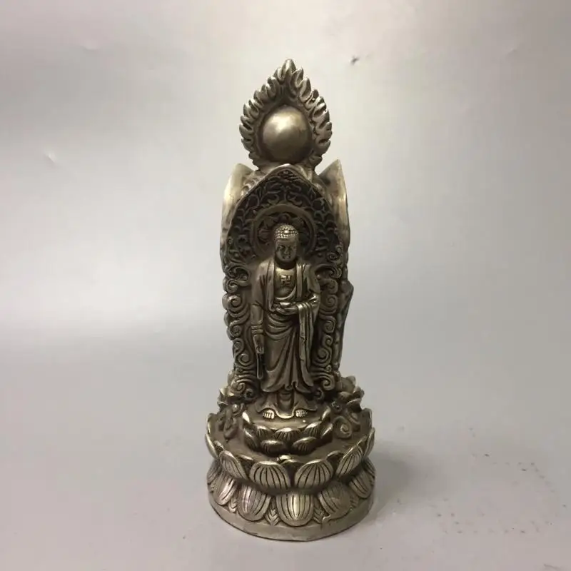 Tibetan Buddhism pure white copper three face Buddha statue Cupronickel the three saints of the west Sambo Buddha figue buddhist