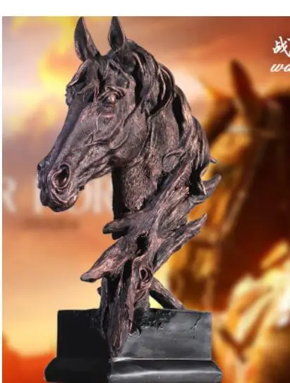 Silence is a golden home furnishing decoration horse head TV cabinet wine cabinet crafts American retro Animal Sculpture statue