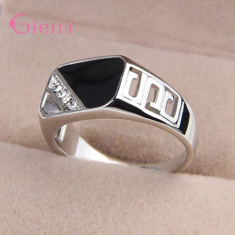 New Fashion 925 Sterling Silver Luxury Cubic Zircon Wedding Band Rings for Male Cool Men Accessories Jewellery