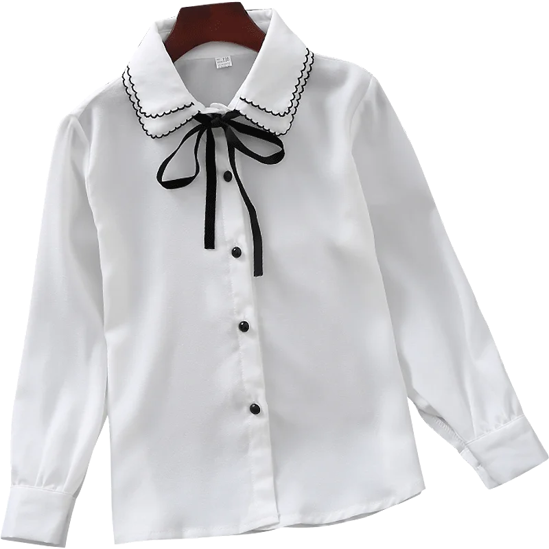 Shirts For Girls Cotton Casual Children Clothing White Girls Blouses Long Sleeve Girls Shirts Autumn Spring Kids Clothes Girls