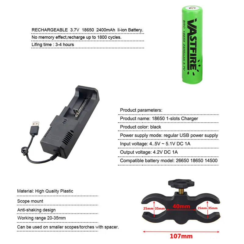 High Quality LED Flashlight 1000 LM White color light LED Water-Resistant LED Flashlight