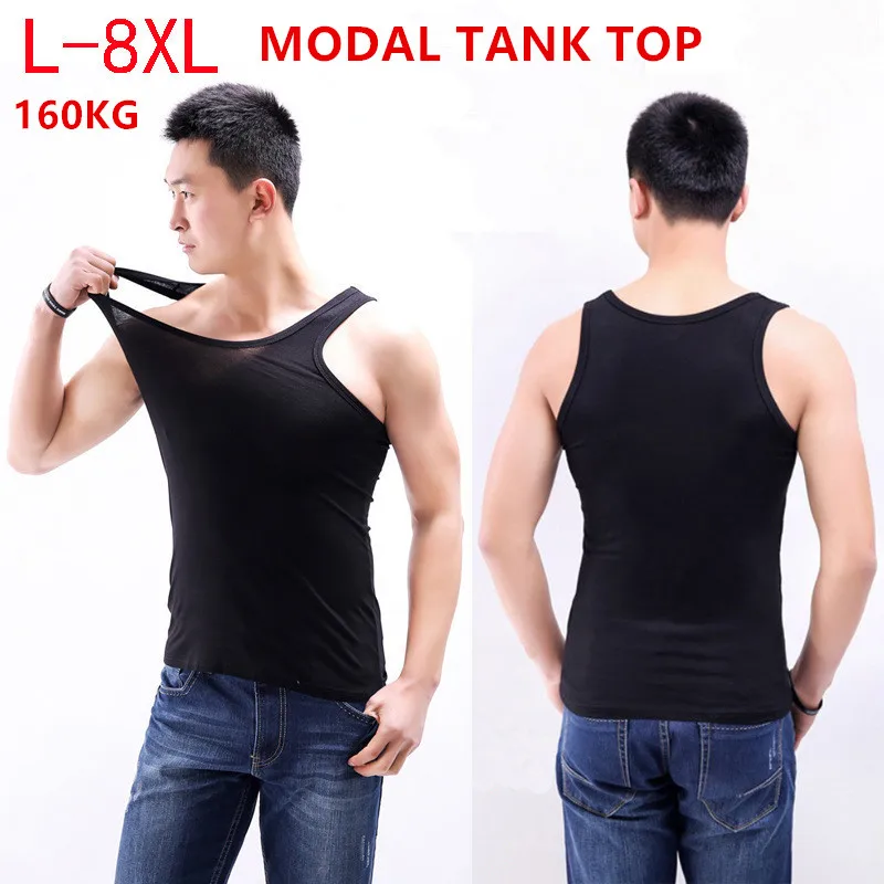 Men Tank Tops Modal Muscle Vest Undershirt Plus Size 150KG 6XL 7XL 8XL Sleeveless Solid Oversized Stretch Summer Basic Underwear