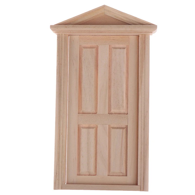 1:12 Dollhouse DIY Wooden Spire Door Doll house Accessories Pretend Play Toy for kids House door Furniture Simulation Miniatures