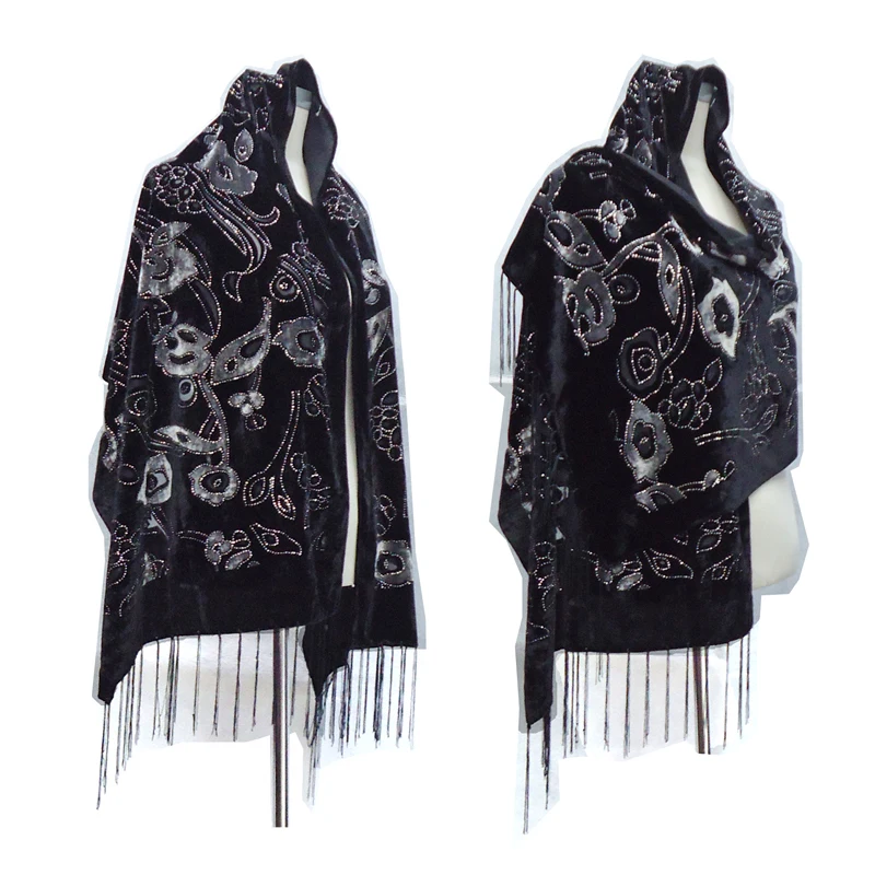 2020 Winter Women Scarf Fashion Soft Velvet Tassel Scarves For Lady Glitter Pashmina Shawls Wrap Female Best Gift