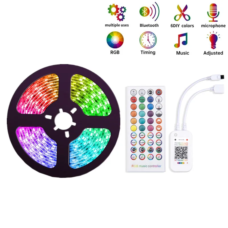 DC12V RGB 5050 LED Strip Light 5m 10m WiFi Bluetooth Smart Phone Controller Lamp Ribbon Waterproof SMD Tape For House Party Decr