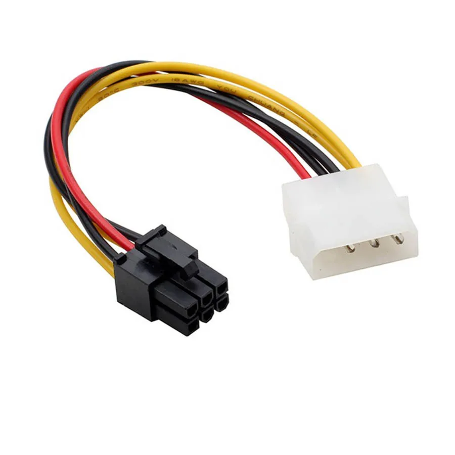 Eclyxun 1pcs 4Pin Molex to 6 Pin 5557 3.0mm Connector PCI-Express PCIE Video Card Power Converter Adapter Cable 15cm