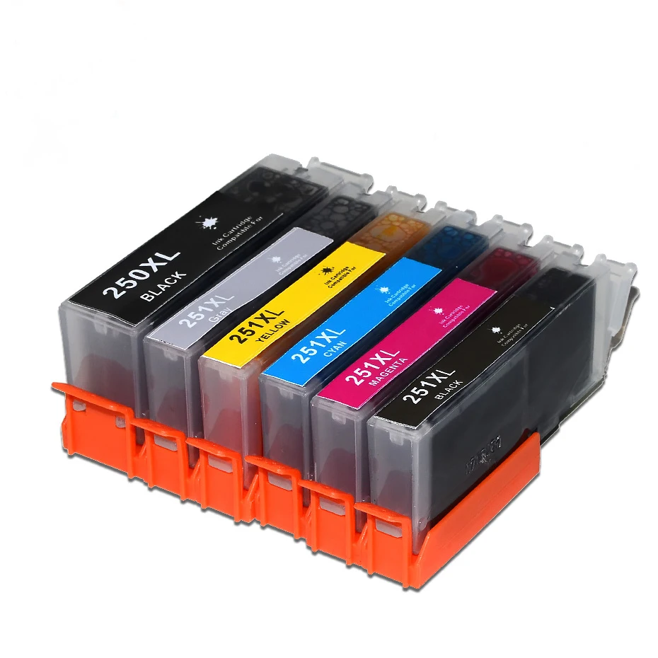 

6pk Compatible Ink Cartridge For Canon PGI-250 CLI-251 CMY GY MG6320 PIXMA MG5420 MX722 MX922 iP7220