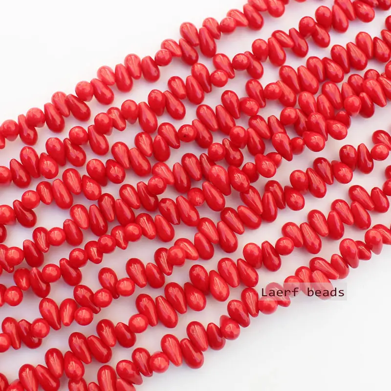 Natural Coral 5x9mm Waterdrop shape loose beads 50pcs/package ,For DIY Jewelry Making ! Necklace ,Bracelet