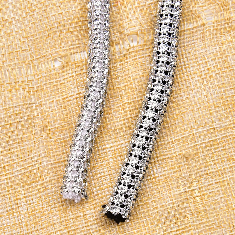 1 Yard Rhinestone Rope Trimming Cotton Mesh Claw Diamond Belt Crystal Cord Diy For Garment String Shoes Bags Luggage Accessories