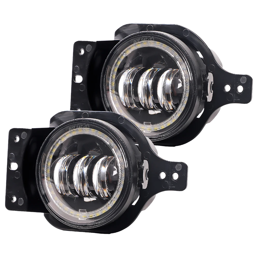 

2PCS 4 Inch Fog Light For Jeep Wrangler JL 2018+ Angel Eyes Led Fog lights 30W With Mounting Bracket Turn Signal Foglamp For Car