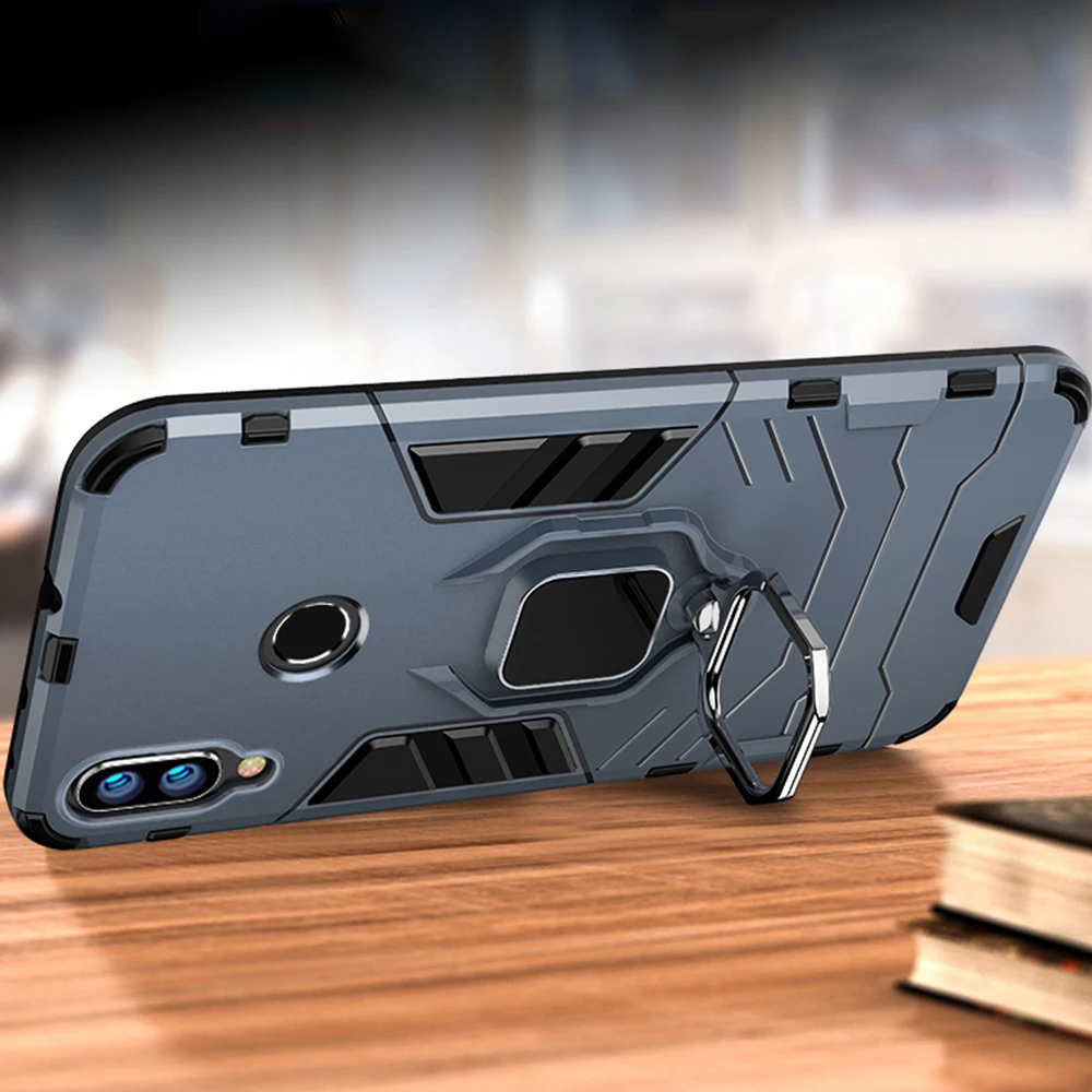 Dla Xiaomi Redmi 7 Case pancerz PC pokrywa palec serdeczny uchwyt etui na telefon dla Xiaomi Redmi Note 7 pokrywa odporny na wstrząsy wzmocniony