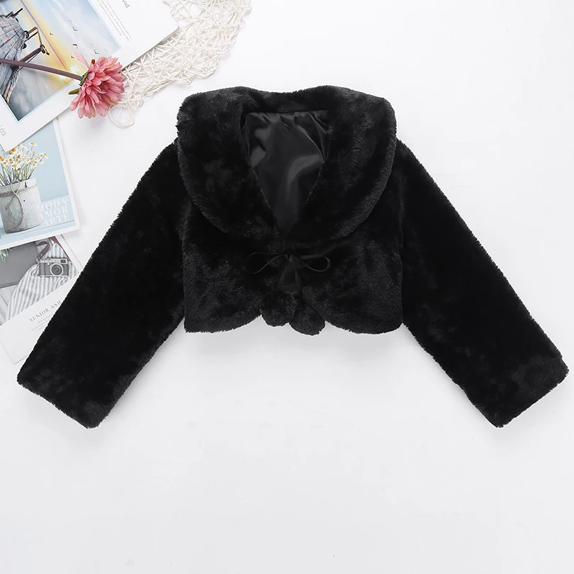 Manteau d'Hiver à Manches sulfen Fausse Fourrure pour Bébé Fille, Veste de Bal pour Occasions Formelles, ixde Mariage pour Enfant