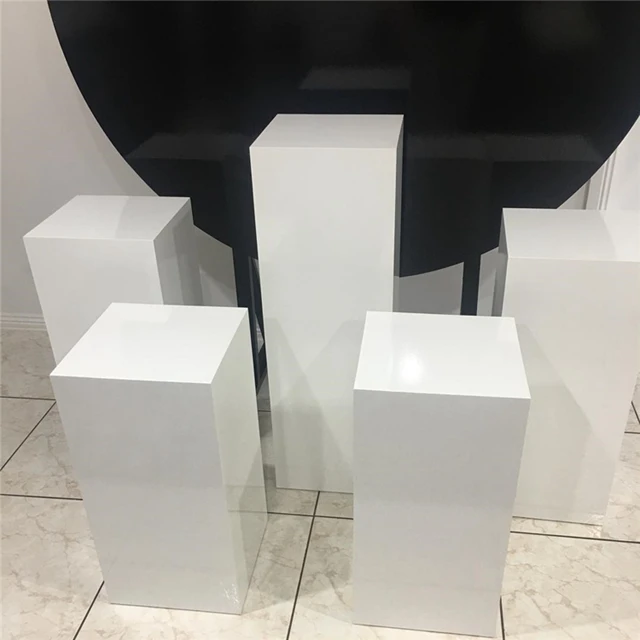 

5pcs/set)Craft Wedding Rental rectangle plinth stand white mental Glossy Metal Iron Backdrop for Event yudao744