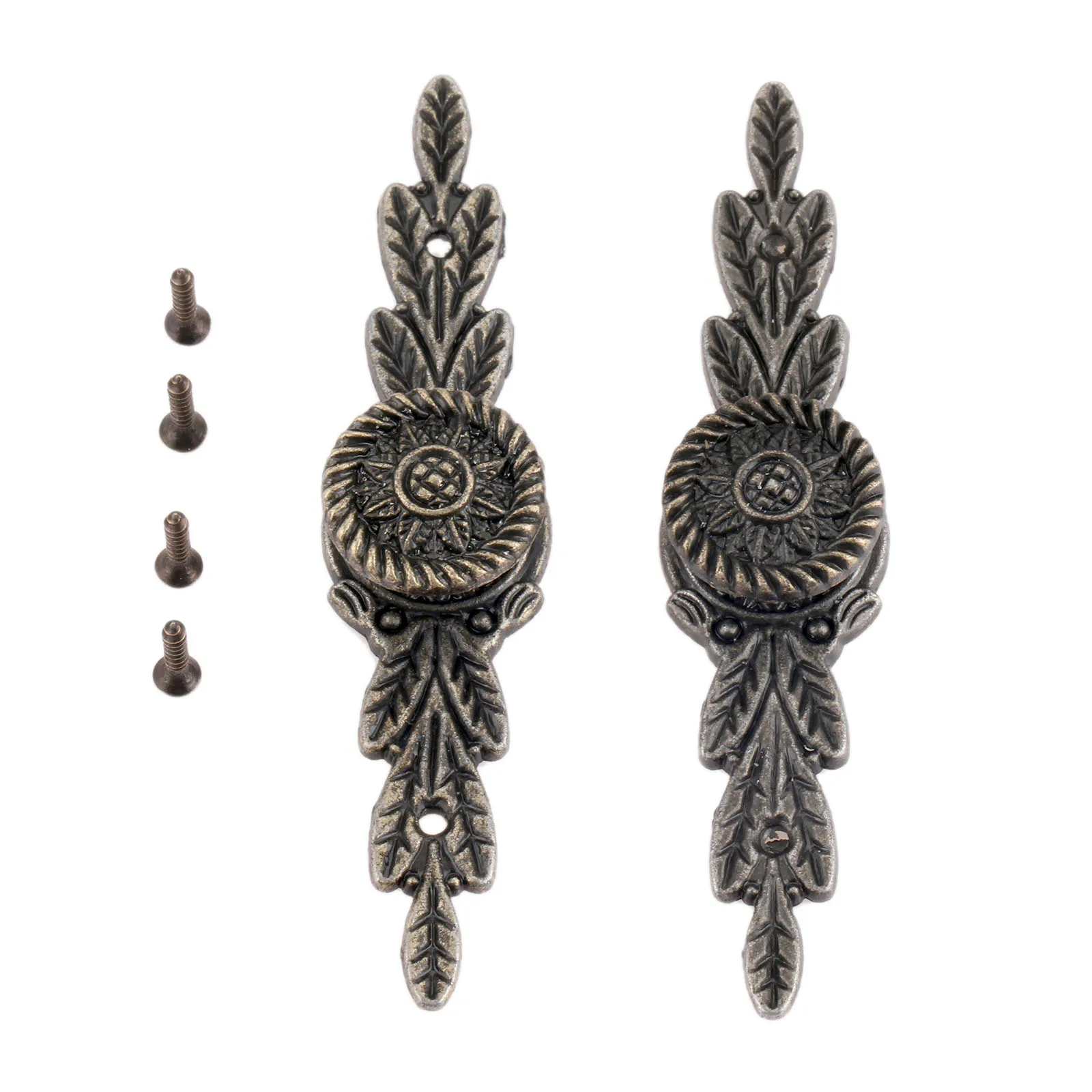 2Pcs Antique Bronze European Flower Furniture Knobs & Handles Kitchen Doors Drawer Wardrobe Cabinet Pulls Handle Wooden Box Knob