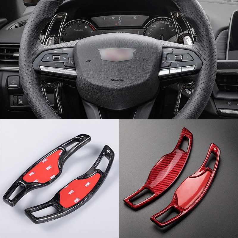 

2pcs Real Carbon Fiber Steering Wheel Shift Paddle Extension Accessories For Cadillac XTS XT4 XT5 ATSL CT6 CT5 CT4