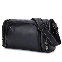 Bolso de hombro de cuero genuino para hombre, bandolera de piel de vaca, Estilo Vintage, informal, locomotora