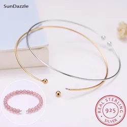 Genuine Real Pure Solid 925 Sterling Silver Cuff Bangles for Beads Hand Band DIY Jewelry Findings Beading Threading Bangle
