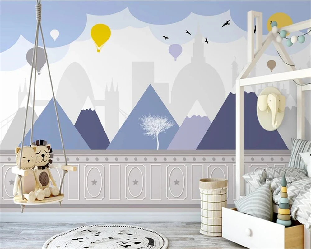 beibehang Custom hand-painted simple mountain peaks bird wallpaper mural background for children wall papers home decor