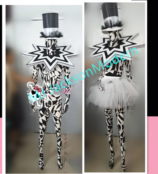 Men women dance team clothes Zebra GOGO costume stage show party Bar DS geometric pattern costumes