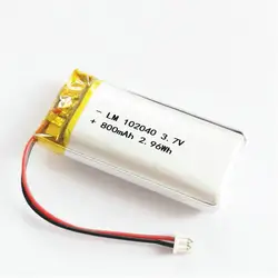 2/5/10 szt. 3.7V 800mah 102040 bateria litowo-jonowa 2.0mm złącze JST