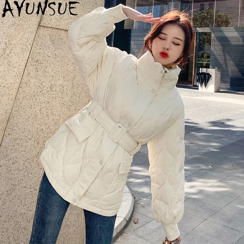 

AYUNSUE 90% White Duck Down Coat Women's Clothing Winter Slim White Down Jackets Korean Outwear Chic Doudoune Femme Hiver 1259