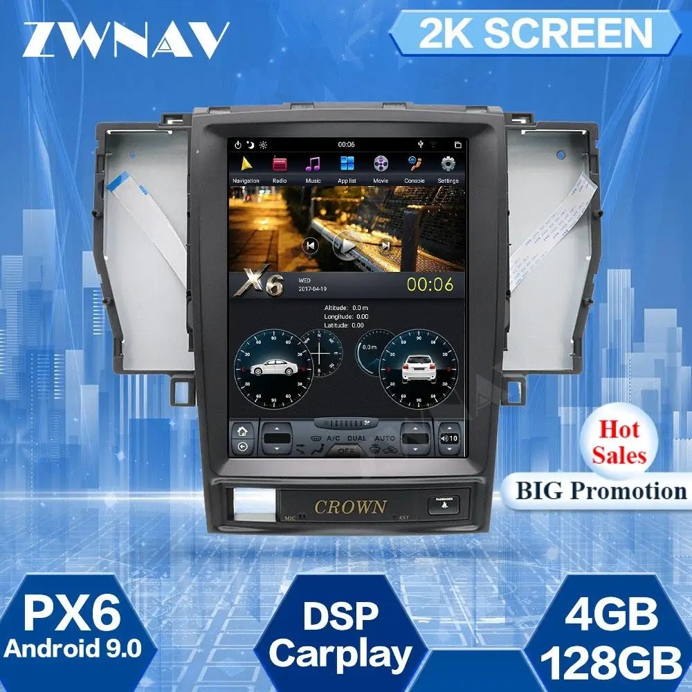 4+128G Tesa- Screen For Toyota Crown 2005 2006 2007 2008 2009 Android 9.0 Car Multimedia Player GPS Navi Audio Radio Stereo Unit