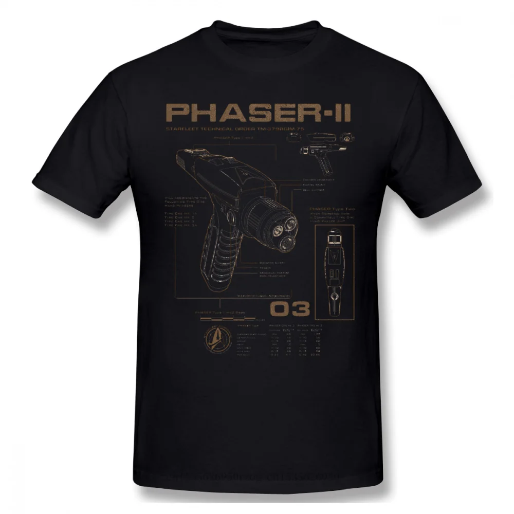 Discovery Phaser-II Schematics Poster Homme T-Shirt Stars Treke Science FictionTV Series Tees Pure Cotton Oversized Short Sleeve