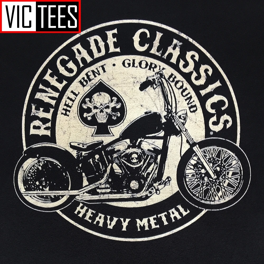 Men's Vintage Glory Bounds Motorcycle USA T-Shirt Heavy Metal Men T Shirt Motor Tops 100% Cotton Retro Tees Male