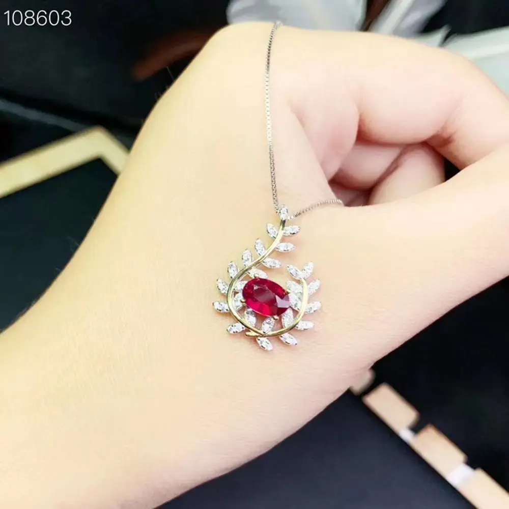 new exquisite natural Ruby gemstone for girl silver necklace natural gem good cut birthday anniversary party gift most value