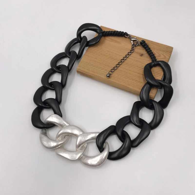 Suekees Boho Fashion Jewelry Gothic Collar Necklace Wax Cord Resin&CCB Link Vintage Earthy Collares Necklace Women Accessories